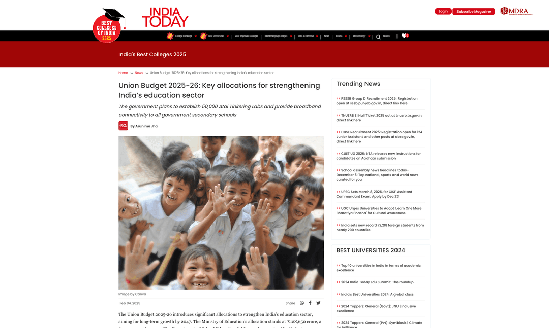 Union Budget 2025-26: Key allocations for strengthening India's education sector